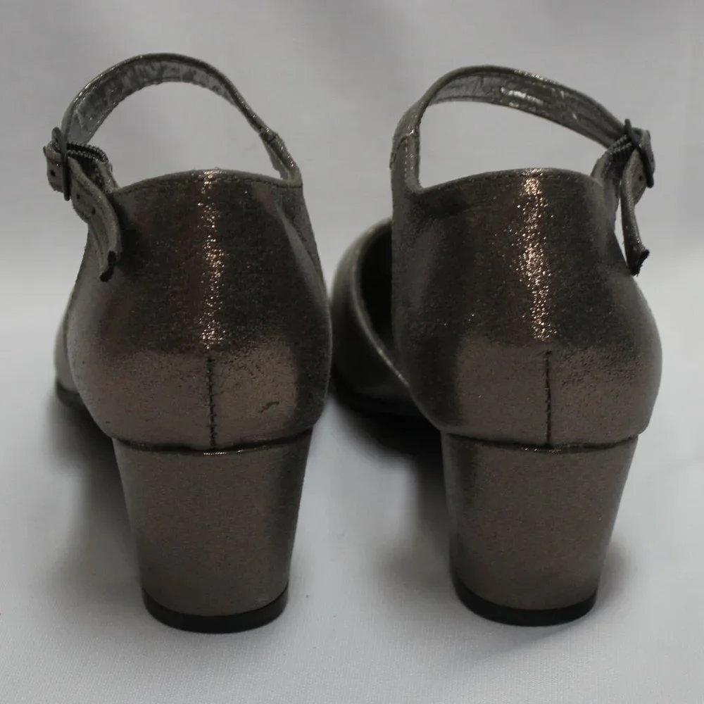 Justice Taupe Pump Round Toe Ankle Strap Shoes